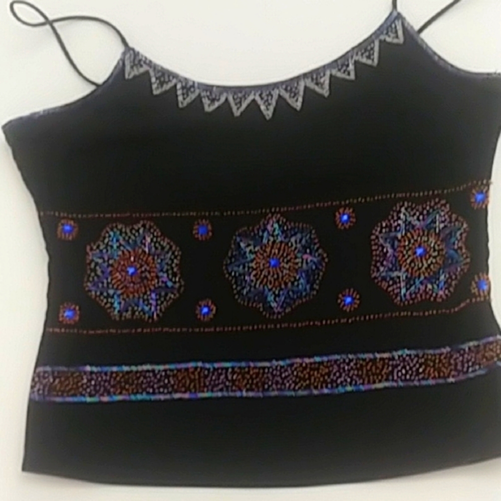 Cache Black Embroidered Spaghetti Strap Top - Picture 6 of 11